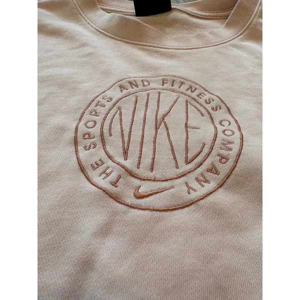 Nike Womens Sportswear Cropped Crewneck Sweatshirt Pink Embroidered Logo XS - Image 3