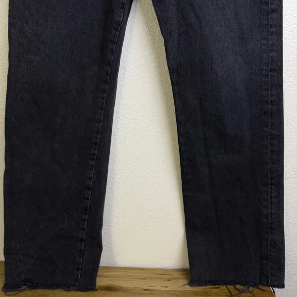 Agolde Criss Cross High Waist Jeans 29 Womens Black Shambles Cotton Frayed - Image 5