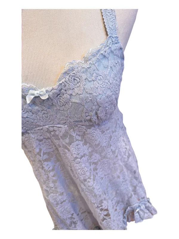 NWT Beginning Boutique Baby Blue Lace Mini Dress Sheer 6 S Babydoll - Image 6