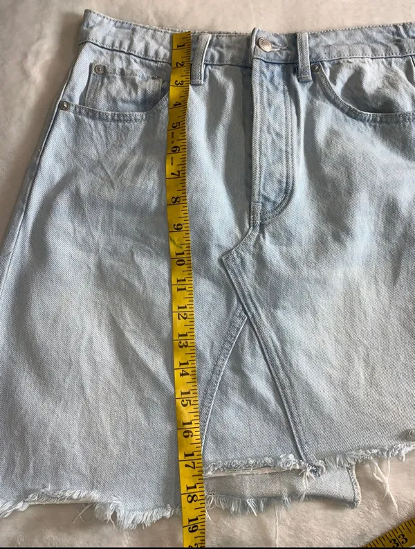 We the Free Going Rogue Distressed Denim Jean Skirt Size 27 - Image 6