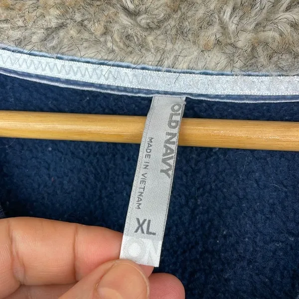 Old Navy Y2K Hooded with faux fur Sweatshirt Navy Blue size XL - Image 4