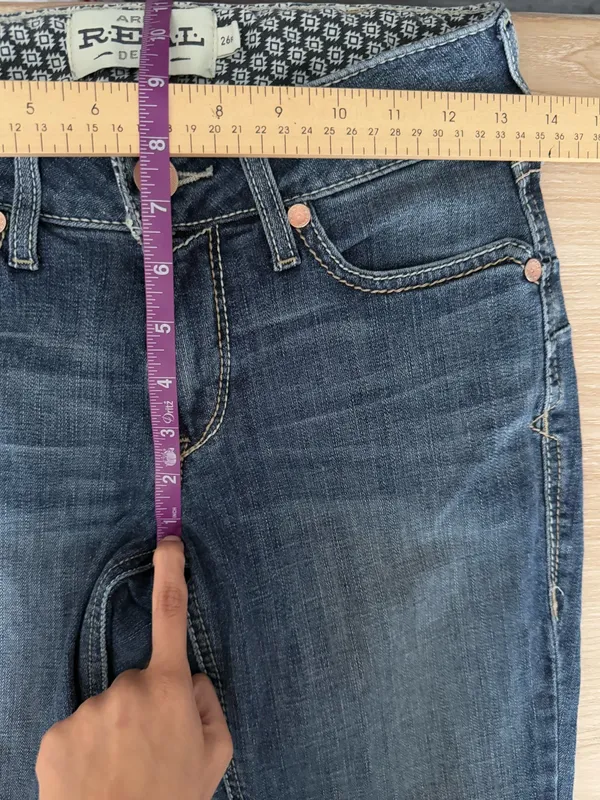 Ariat 26 Real Perfect Rise Bootcut Jeans Stryker Western Rodeo Festival Mid Rise - Image 6
