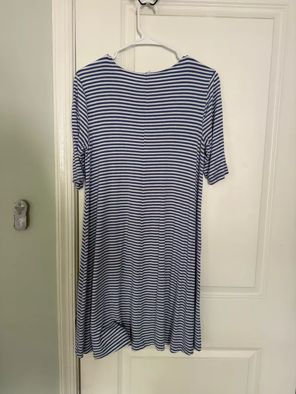 Old Navy Dress Blue Striped White - Image 2