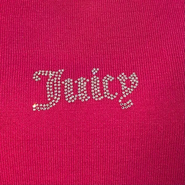 Juicy Couture Free Love NWT Crop Sweater Hot Pink Rhinestone Long Sleeve Barbie - Image 3