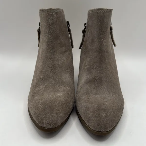 FRYE Judith Bootie in Taupe‎ Suede Double Zip Stack Heel Size 7 - Image 6