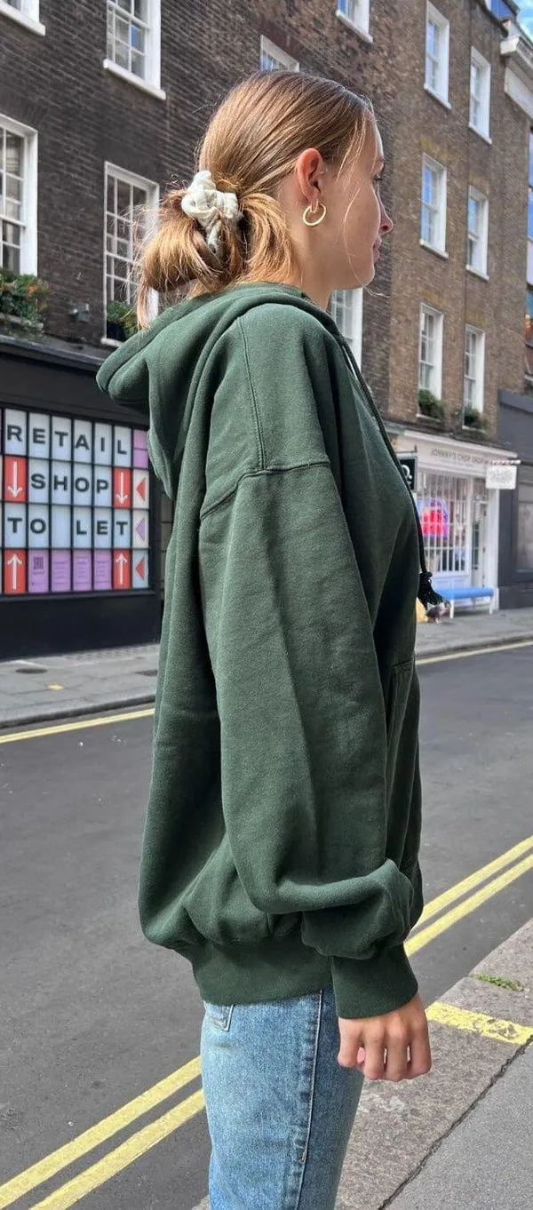 Brandy Melville Green Christy Zip Up Hoodie - Image 3