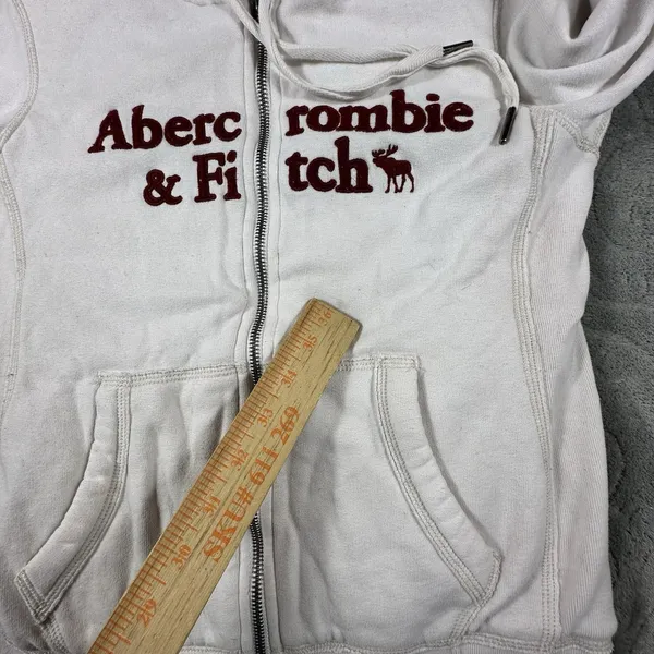 Abercrombie & Fitch Vintage Y2K Spellout Zip Up Hoodie Womens XS Sherpa Lined - Image 10