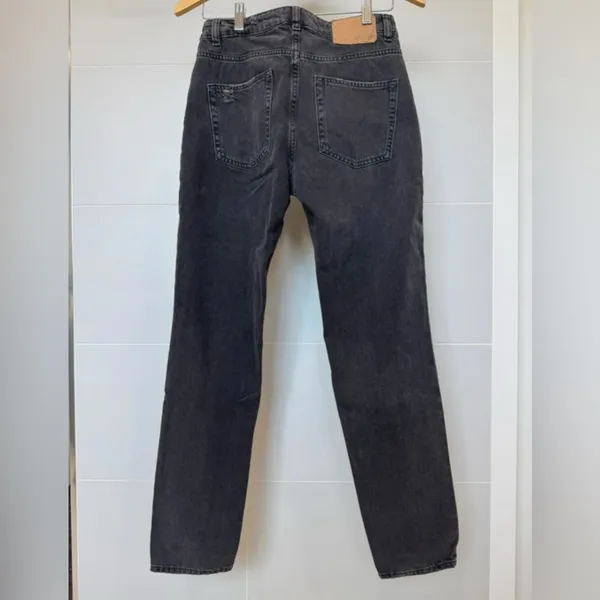 H&M Divided Black Distressed Straight Leg Jeans Size 4 High Rise Ripped Denim‎ - Image 4