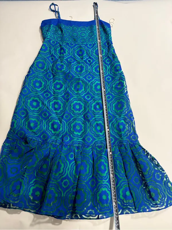 Trina Turk Blue Green Geometric Print Midi Dress Size 6 Resort Coastal Vacation - Image 2