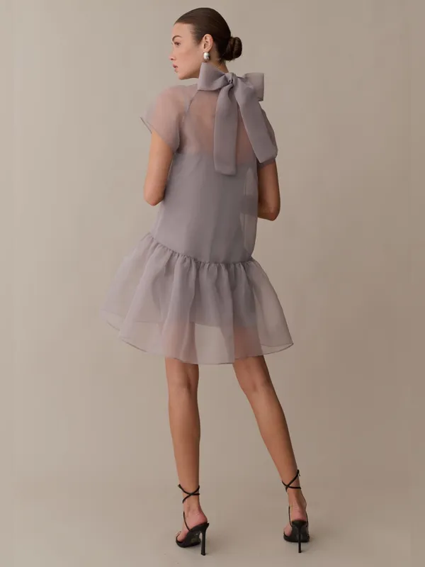 NWT Few Moda Joni Dress size Small Stone Gray Silver Staud mini - Image 4