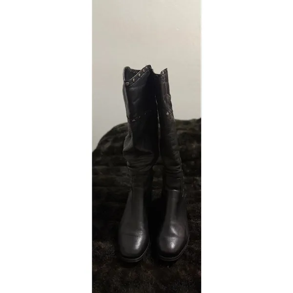Fitzwell Womens Tall Black Leather Riding Knee High Stretch Boots 8.5 w 8.5W - Image 2