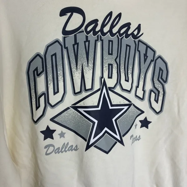 Champion NFL Dallas Cowboys Cream Sports Hoodie NWT Womens Large **Flaw - Image 2