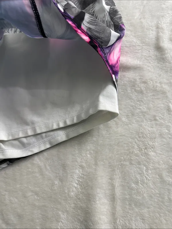 CALIA White Athletic Shorts with Pink & Purple Floral Print - Image 3