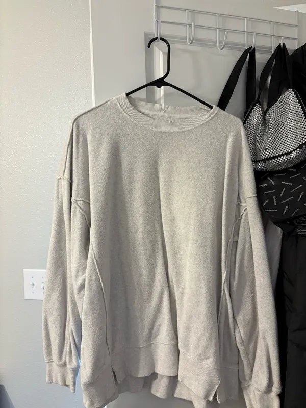 aerie Oversized Crewneck Sweatshirt - Light Gray - Image 2