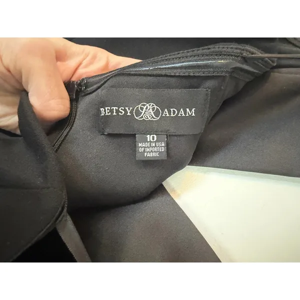 Betsy & Adam Black Tux Detail Strapless Column Gown Size 10 $239 NEW - Image 13