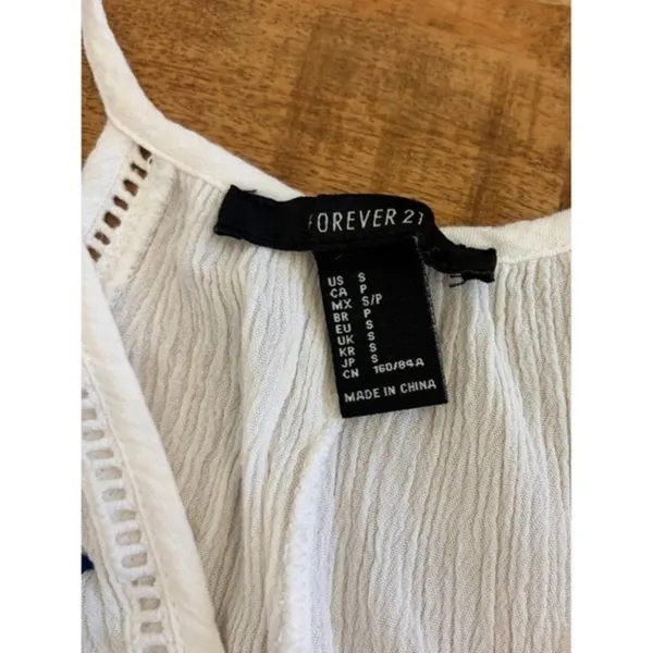 Forever 21 Gauze Embroidered Maxi‎ Dress S Beach Resort Vacation European Summer - Image 9