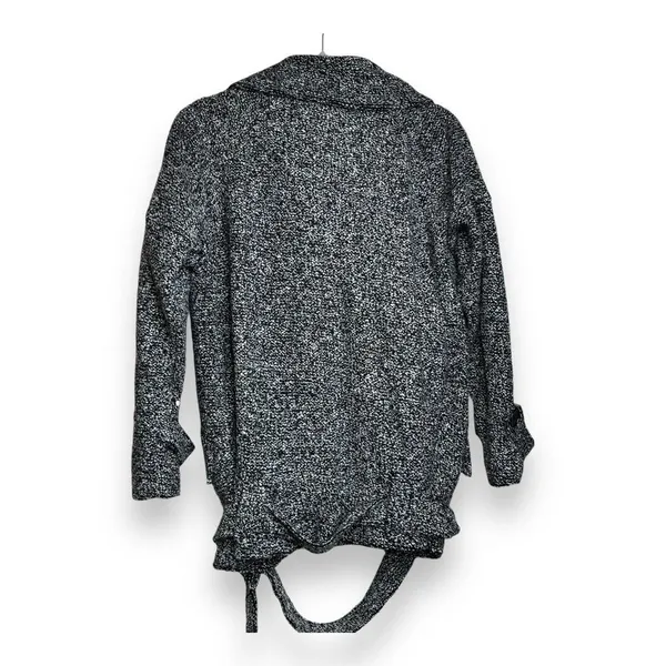 Free People Gray &‎ Black Marled Moto Peacoat Jacket Zip Up Size XS - Image 2