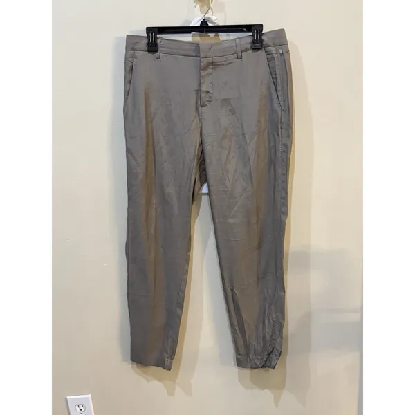 Vince Cupro-Cotton Blend Tapered Trouser Joggers Mushroom Tan Size 8 - Image 2