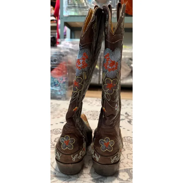 Old Gringo Bonnie Distressed Brown Embroidered Cowboy Boots 7 B - Image 6