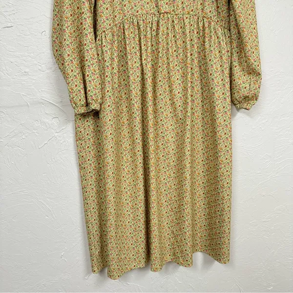 ASOS Yellow Ditsy Floral Midi Dress Womens 10 Long Sleeve Prairie Cottage Core - Image 5