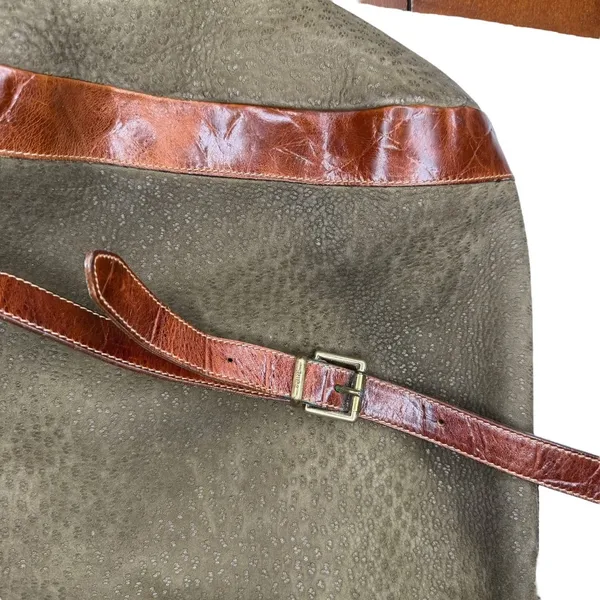 Furla Soft Italian Suede Large‎ Hobo Bag Brown Croc Embossed Leather Trim Buckle - Image 3