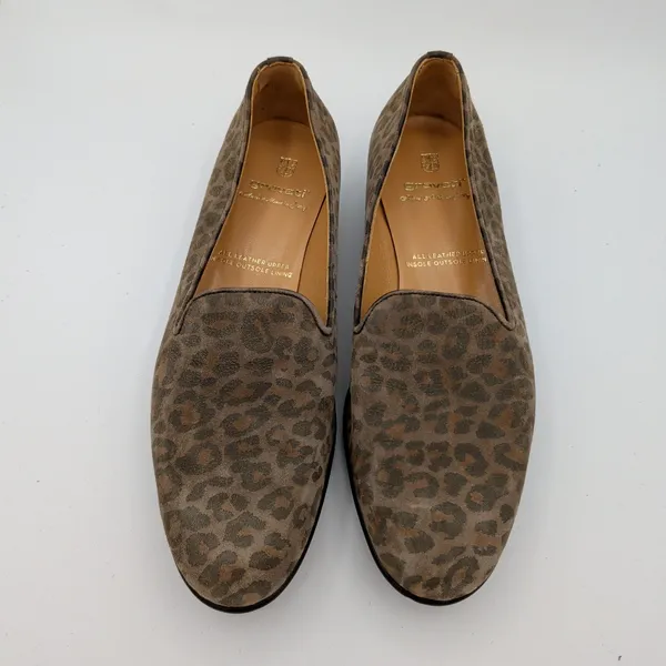 Gravati $675‎ Womens Leopard Print Suede Loafers Handmade Italy Brown 4663 8.5M - Image 4