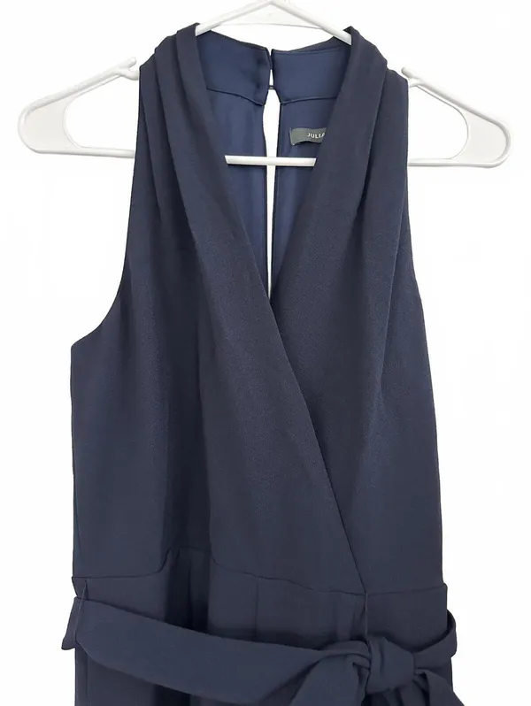 Julia Jordan Tie Waist Wide Leg Halter Jumpsuit NWT Navy Blue Size 6 - Image 4