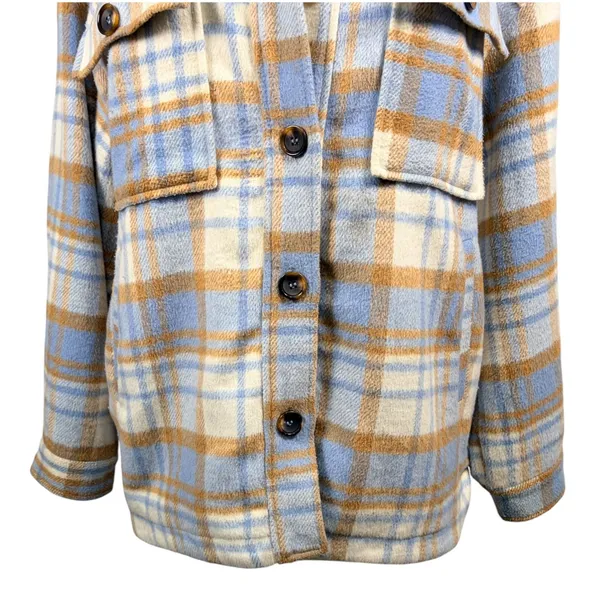LELIS‎ Women's Light Blue Plaid Oversized Shacket, Small - Image 3
