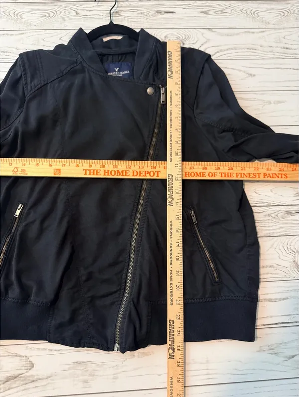 American Eagle Women’s XL Black Lyocell Moto Jacket Asymmetrical Zip - Image 8
