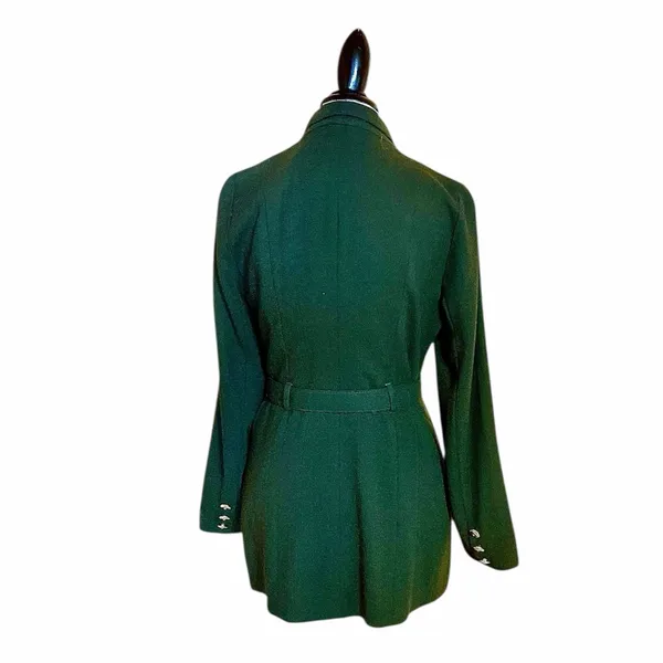 Rina Rossi Wool Forest Green Military Style Double Breasted Belted Jacket Sz 8 - Image 9