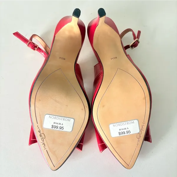 NOWT Halogen Red Leather Pumps 4” Heels Sling Back Y2K Shoes Women’s Size 6.5 M - Image 8