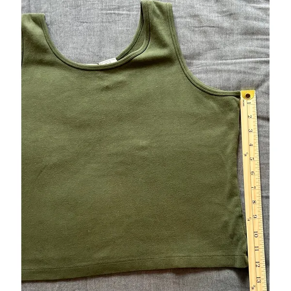 Liz Baker Petite Womens Large Tank Top Olive Green Scoop Neck Cotton Lycra - Image 2