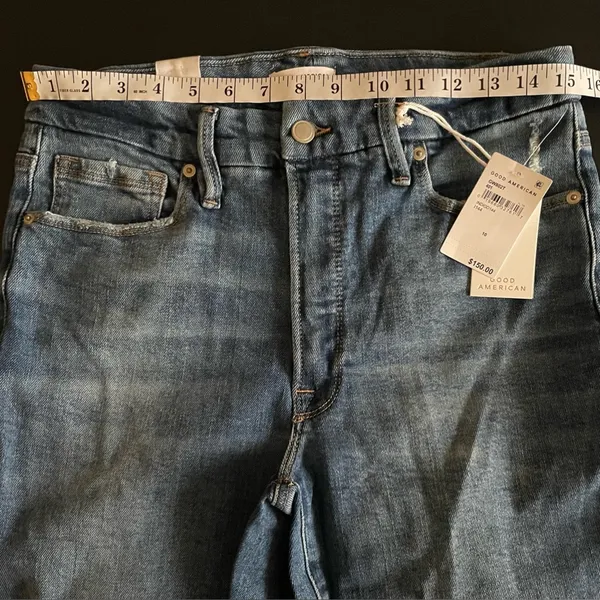 NWT Good American Good Waist Skinny Jeans Distressed Blue Wash Indigo144 Size 10 - Image 8