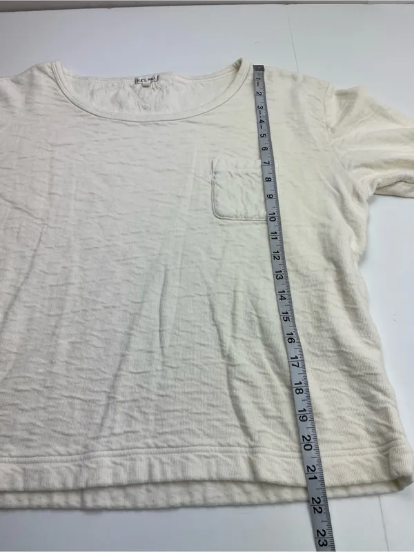 Alex Mill 100% Cotton Cream Long‎ Sleeve Top Pocket Womens Size Large Minimalist - Image 7