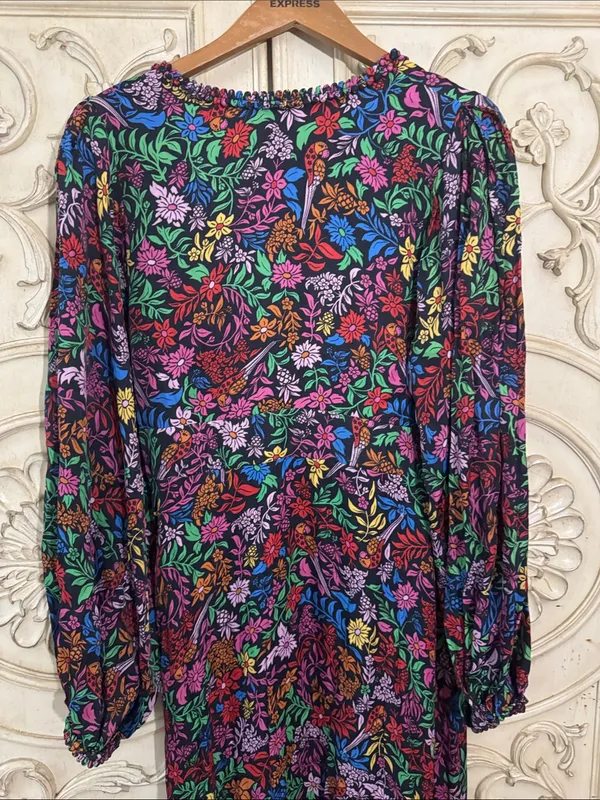 FARM Rio Tropical Garden Midi Dress V-Neck Viscose Size Large Retail $275🌺 - Image 11