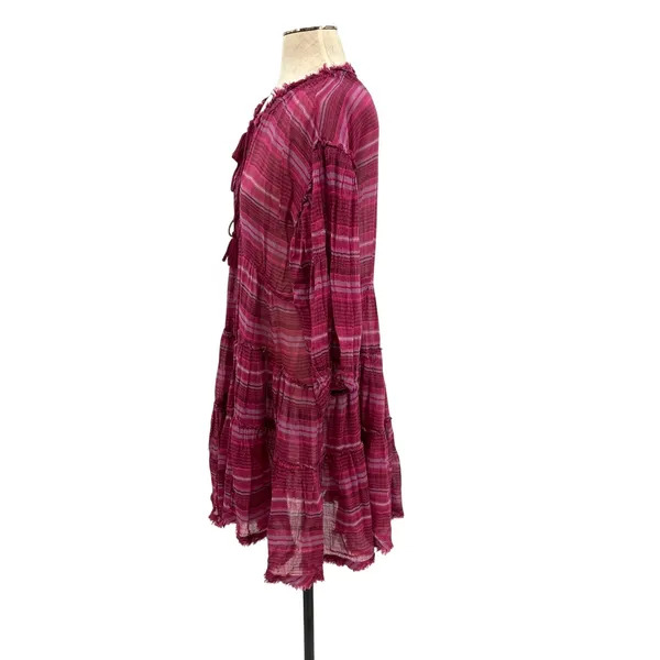 Free People Gianna Striped Tunic Dress Tasseled Pink‎ Size Small - Image 7