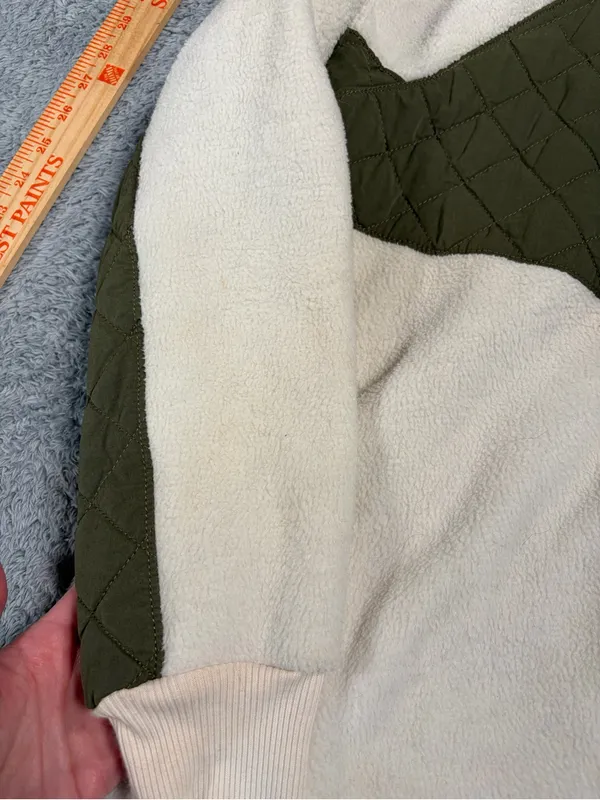 Abercrombie & fitch Olive & Cream Quilted Pullover Sweater fleece small - Image 11