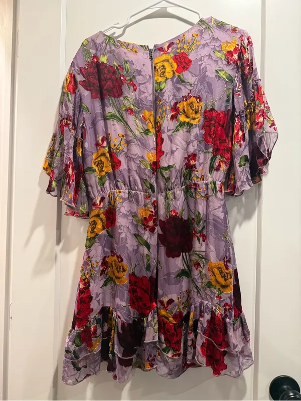 Alice‎ + Olivia Katrina Silk Blend Dress In Water Lotus Lavander Size S/M - Image 3