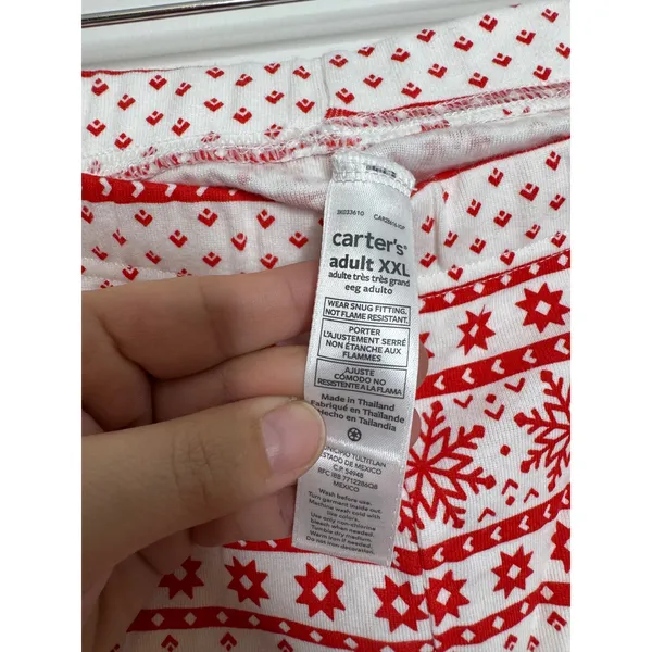 Carter's Pajama Set Adult XXL Red White Fair Isle Excellent Snowflake Holiday - Image 7
