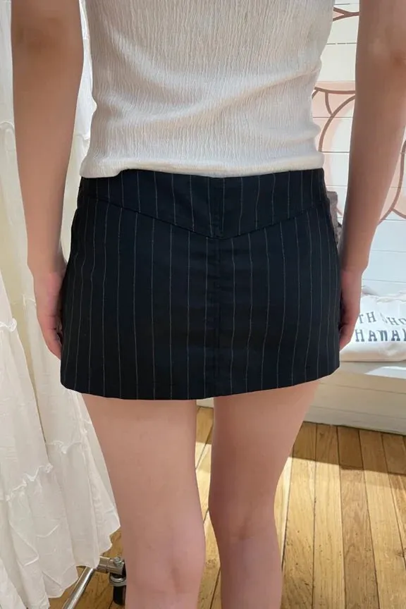 Brandy Melville Black Pinstripe Mini Skirt - Image 3