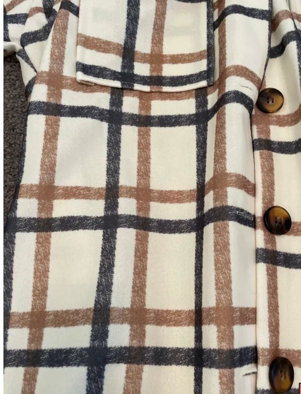 Plaid Longline Shacket Tan - Image 3