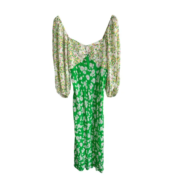 Rixo x Target Daisy Long Sleeve Green Floral Swing Dress Midi Size 14 - Image 2