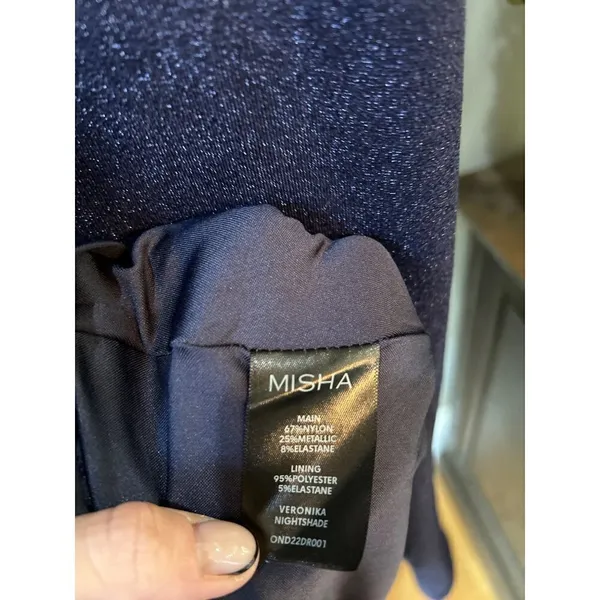 Misha Veronika Strappy Stretch Metallic Midi Dress Nightshade Blue Womens Size 4 - Image 11