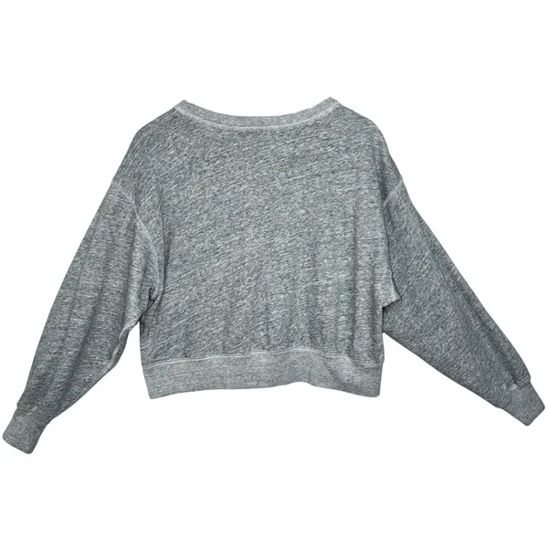 Abercrombie & Fitch Gray White Logo Oversized Long Sleeve Crop Sweatshirt Size L - Image 3