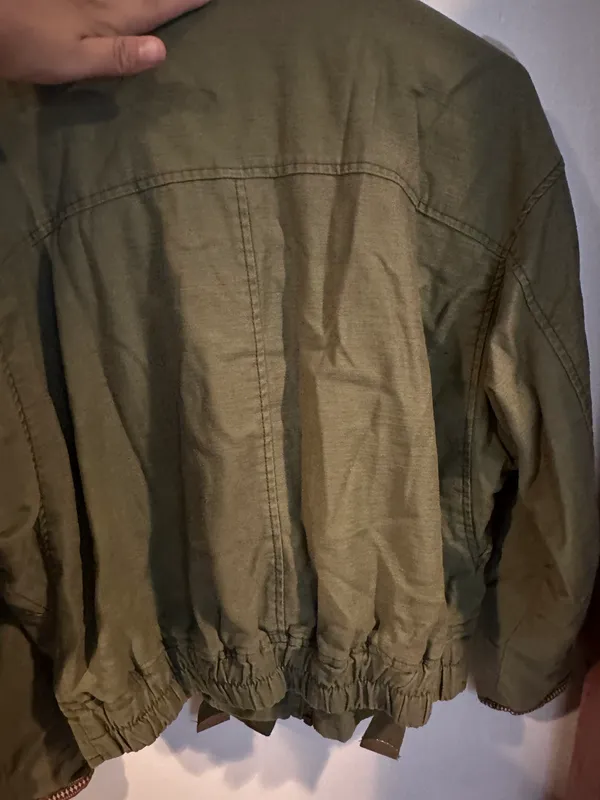 Free People Flight Line Women's Size S Olive Green Embroidered Bomber Jacket - Image 8