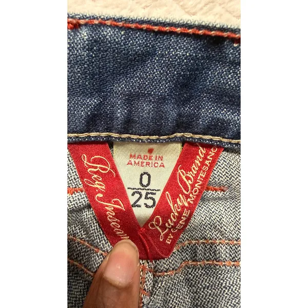 Y2K Lucky Brand Women Blue Distressed Flare Leg Jeans Size 0/25 Inseam USA - Image 3