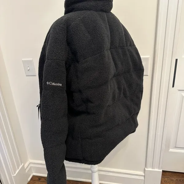 Columbia Ruby Falls Novelty Jacket Black Doodle Sherpa Coat 450 Down Fill NEW - Image 9