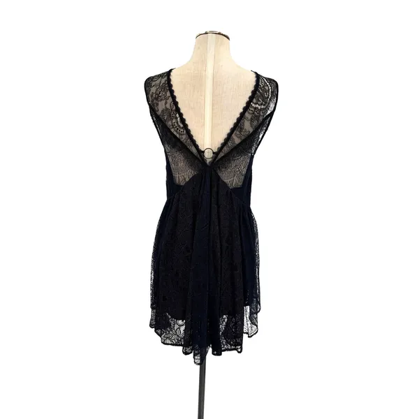 Free People Don't You Dare Lace Mini Dress Open Back Black Combo‎ Size Small NWT - Image 10
