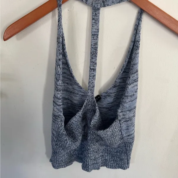 Full Tilt Blue Marled Knit Cropped Tank - Image 2