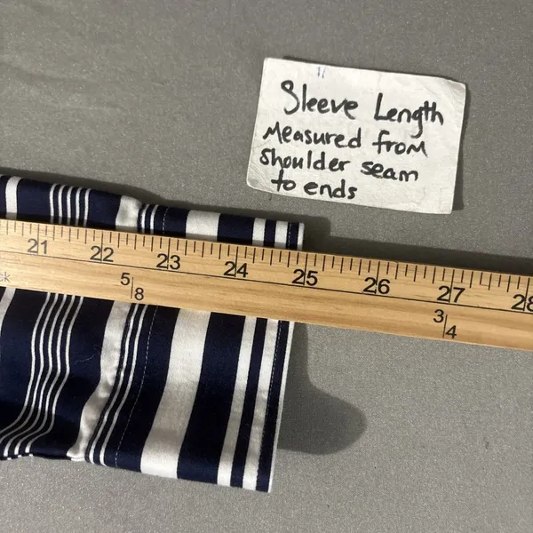 Chaps No Iron Button Up Shirt Size L Blue White Striped Preppy Business Casual - Image 12